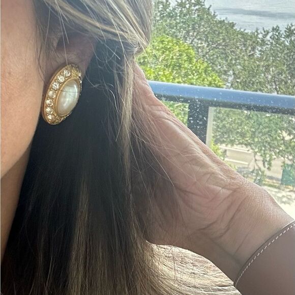 Givenchy Gold and White Crystal Earrings - Picture 8 of 8